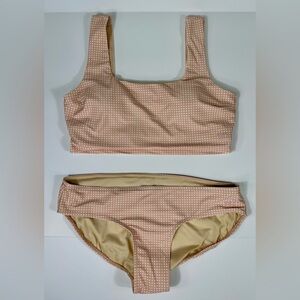 NWOT ALBION FIT Cream Gingham Check 2 Piece Swim Suit Size Medium
